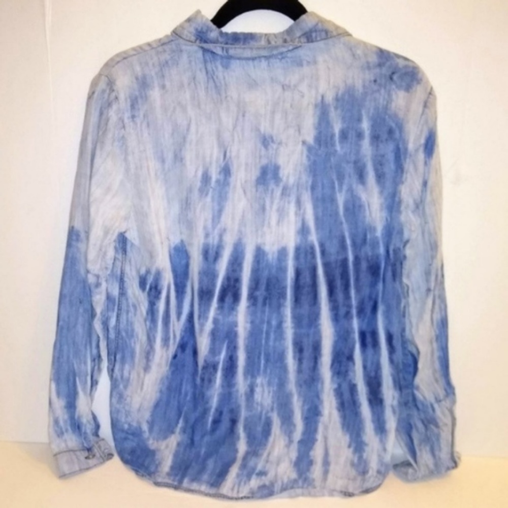 Anthro Cloth & Stone Chambray Tie Dyed Tencel Top - Picture 2 of 8